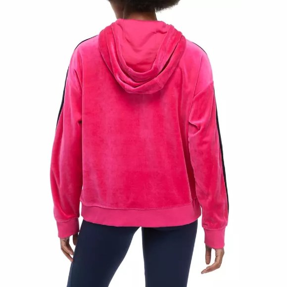 MAGENTA Tommy Hilfiger Sport Athleisure Velour Zip Up Jacket Contrast Logo Tape - Picture 5 of 6